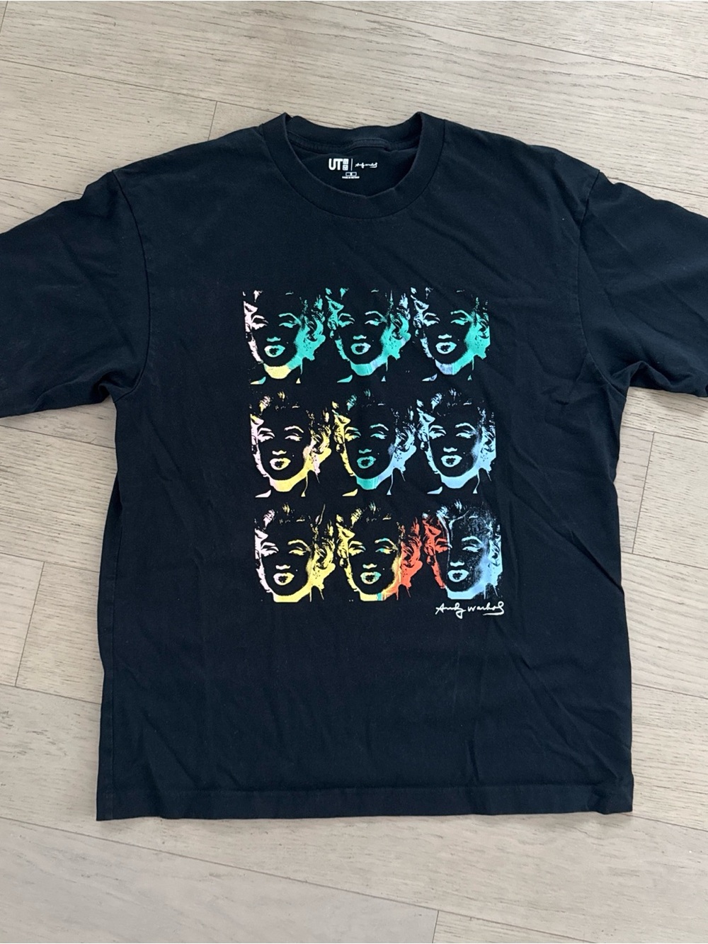 Uniqlo Black Short-Sleeve Graphic Tee with Multicolor Pop Art